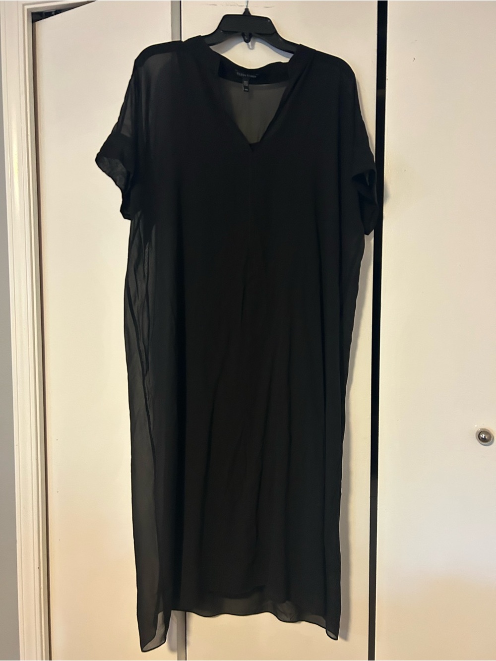 Eileen Fisher Sheer Silk Dress With Slip